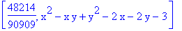 [48214/90909, x^2-x*y+y^2-2*x-2*y-3]